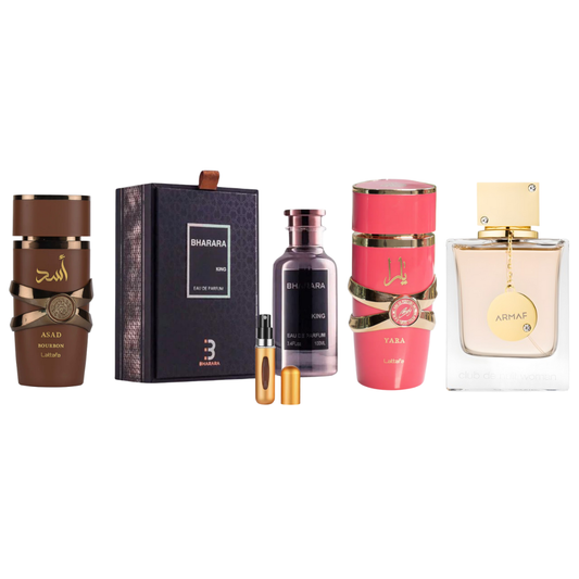 Combo Deluxe 4 , Bharara King, Club de nuit Woman, Asad Bourbon y Yara Candy