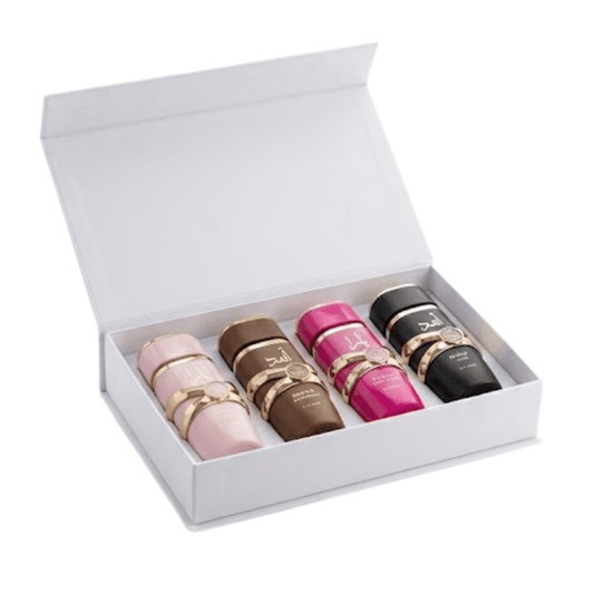 Caja Yara 4 Pefumes ,Bourbon, Asad, Rosada, Candy