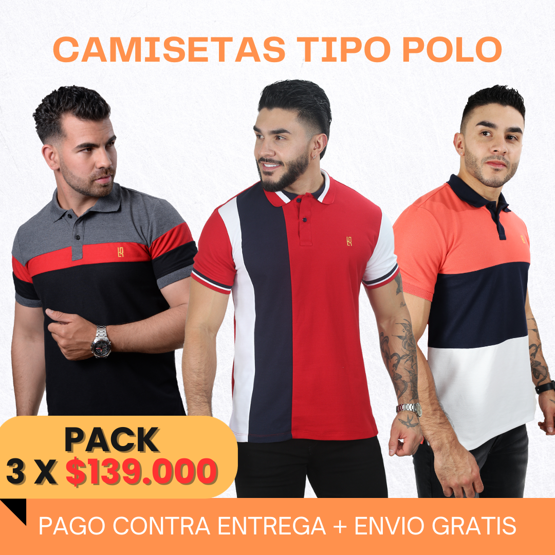 CAMISETA TIPO POLO PROMO PACK X 3 UND